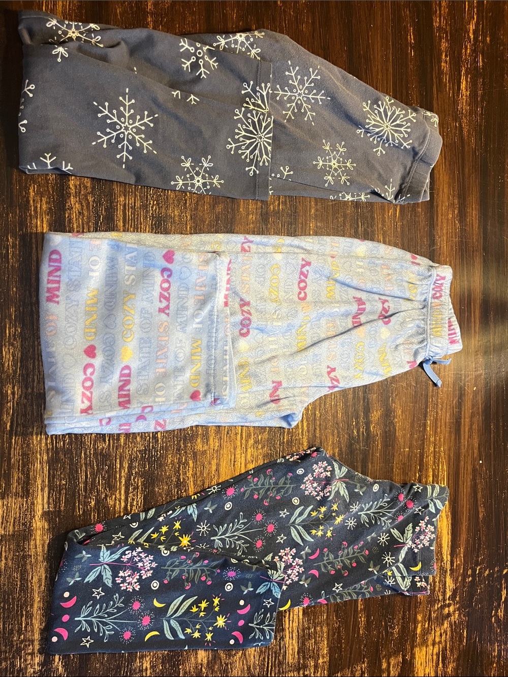 wonder nation Girls 3-Pack Pajama Bottoms - Navy, Light Blue, Gray